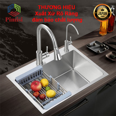 Chậu Rửa Bát 1 Hố Pimisi PC-6245 Inox 304, Dương-Bán Âm Bàn Đá, Giảm Thiểu Tiếng Ồn, Thiết Kế Rộng-Hiện Đại | Chính Hãng