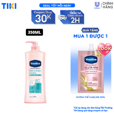 Sữa Dưỡng Thể 350Ml Vaseline Dưỡng Ẩm Sáng Da Fresh & Bright 10X Niacinamide Giúp Da Sáng Khỏe Mịn Căng Tinh Chất Menthol Mát Lạnh Như Tuyết Tan Trên Da