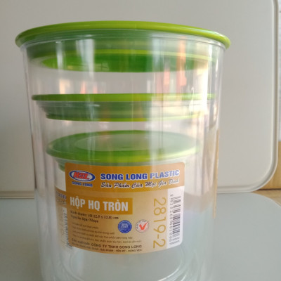 Bộ 3 hộp thực phẩm Hàn Quốc tròn cao cấp Song Long- màu ngẫu nghiên