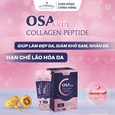 Gói uống Osaskin Collagen Peptide hỗ trợ tăng độ đàn hồi, làm đẹp da, chống lão hoá - Nutramed