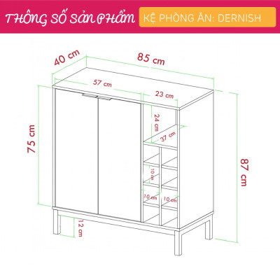 Tủ phòng ăn bằng gỗ nhỏ gọn cho gia đình SMLIFE Dernish