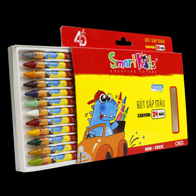 Hộp 24 Bút Màu Sáp Dino - Smartkids CR03