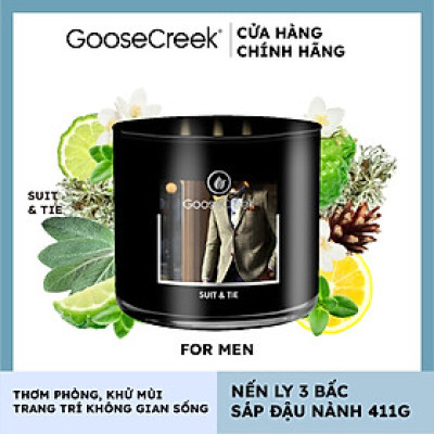 Nến ly 3 bấc sáp đậu nành For Men Goose Creek (411g) - Suit & Tie