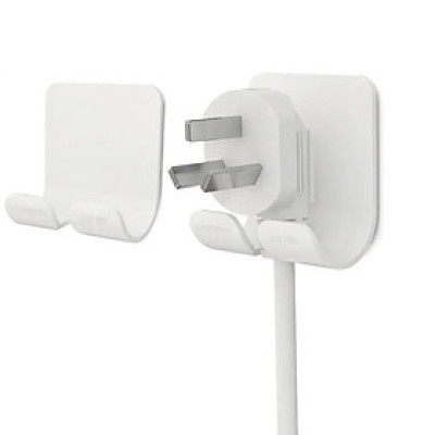 Màu trắng Móc Đa Năng Power Cord Wall Socket Cable Holder Hanger 20365 - Hàng Chính Hãng