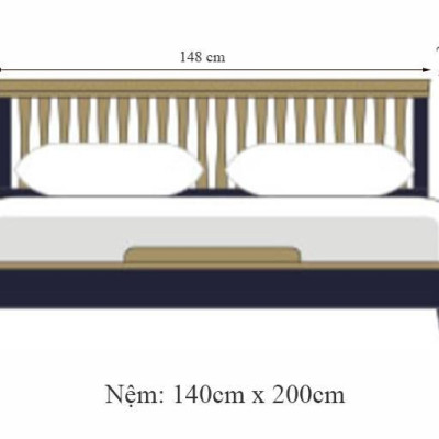 Giường Đôi NB-Blue Gỗ Tự Nhiên Ibie BBDNBBR - Xanh