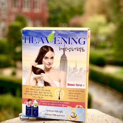 Combo Cặp dầu gội xả dưỡng chất suôn mượt tóc Heavening + KM bông tắm tạo bọt Nhật Bản