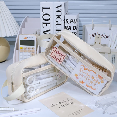 Hộp Đựng Bút Trong Suốt PaKaSa Có Quai Xách Tặng Kèm Nhiều Hình Dán Sticker Trang Trí Dễ Thương - Chính Hãng