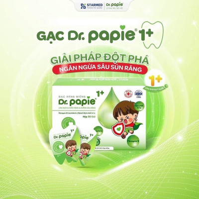 Hộp 30 Gạc Dr Papie 1+ cho bé trên 1 tuổi làm sạch nướu chống sâu răng - hàng chính hãng