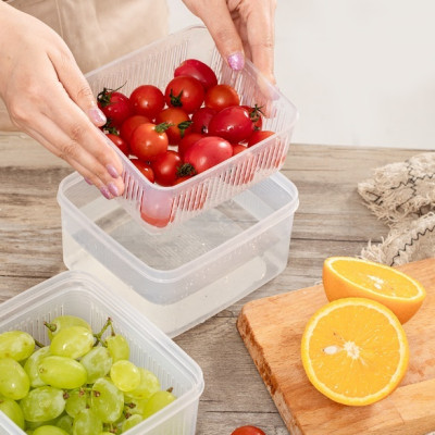 Bộ 03 hộp thực phẩm có giá lót Nakaya 1100ml hàng nội địa Nhật Bản K.230#