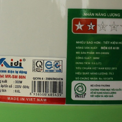 Nồi Cơm Điện Cặp Lồng Mini Thân Nhựa Aidi MR-SM 88N (0,6 lít) - Màu Ngẫu Nhiên - Chính Hãng