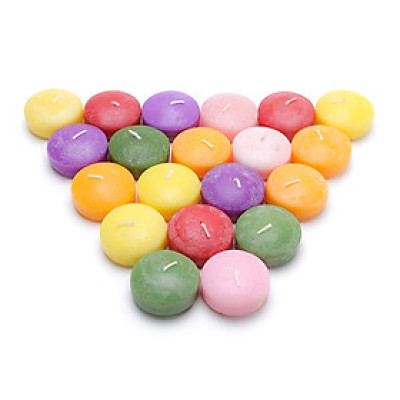 Combo 20 nến thơm nến nổi thả nước EDC4526 5.6 x 2.5 cm cháy 7 giờ (Đủ 10 màu)