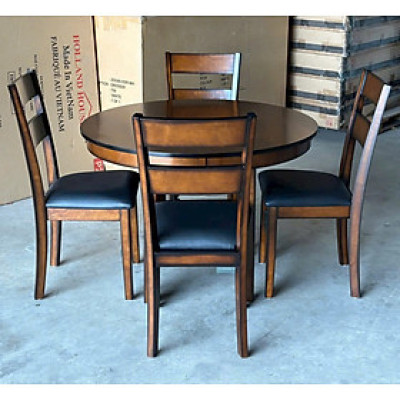 Bộ bàn ăn tròn + 4 ghế SM31CT Tundo KT ( Ngang 107 x Sâu 107 x Cao 76 )cm