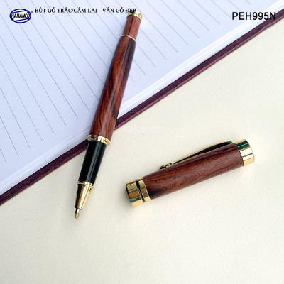 Bút ký gỗ Cẩm Lai/Trắc vân gỗ tự nhiên siêu đẹp, hàng cao cấp có nắp đậy (PEH995N) Quà tặng vô giá - Mang lại may mắn bình an - đẳng cấp cho người sở hữu - HAHANCO
