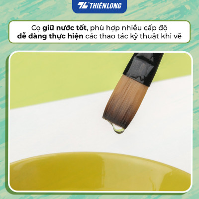 Bộ 5 Cọ vẽ màu nước đầu Round/ Flat/ Filbert Thiên Long Colokit