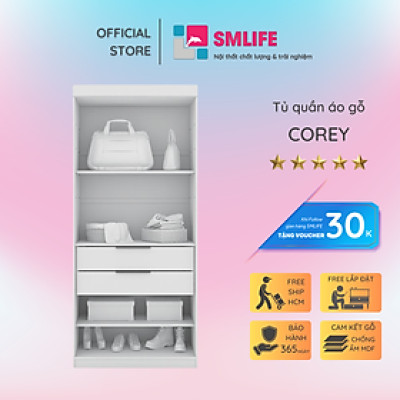 Tủ để quần áo bằng gỗ công nghiệp MDF SMLIFE Corey