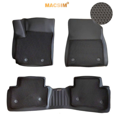 Thảm 2 lớp (sd3)dạng lưới lục giác Hyundai Creta (đen) - bề mặt cao su siêu sạch - Macsim