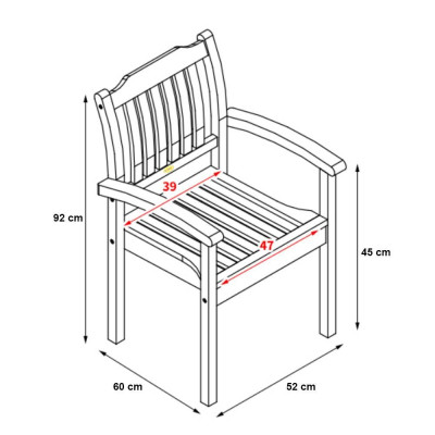 Ghế Padang Có Tay IBIE NC2034 (60 x 52 x 92 cm) - Nâu