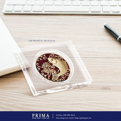 Quà tặng Vàng 24K PRIMA ART - Biểu tượng Cá chép Tài lộc - Kích thước 12 x 10 cm - DGS-0027-01