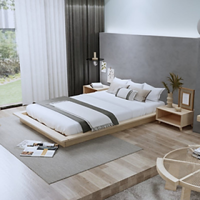 Giường ngủ gỗ CT14 Juno Sofa màu vàng nhạt 