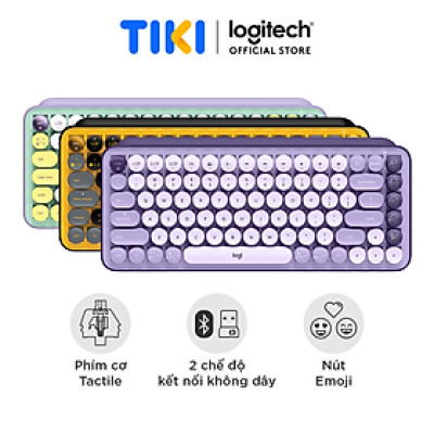 Bàn phím cơ không dây bluetooth | USB Logitech POP KEYS - với 8 phím emoji có thể điều chỉnh, switch tactile, kết nối 3 thiết bị - Hàng chính hãng