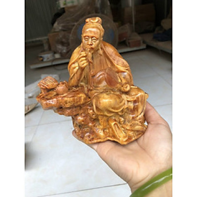 Tượng ông thần trà bằng gỗ huyết long mọng dầu  kt 15×15×9cm