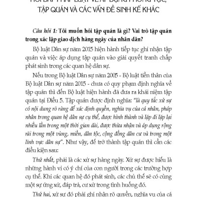 Tư Vấn, Phổ Biến Và Áp Dụng Pháp Luật Dân Sự (Phong Tục Tập Quán Và Một Số Vấn Đề Sinh Kế)