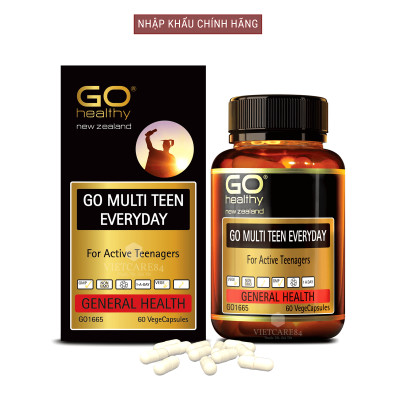 Viên uống dành cho tuổi teen nhập khẩu chính hãng New Zealand GO MULTI TEEN EVERYDAY (60 viên)  bổ sung 32 vitamin, khoáng chất và một số dưỡng chất hỗ trợ duy trì và tăng cường sức khỏe cho trẻ ở tuổi tăng trưởng, tuổi dậy thì