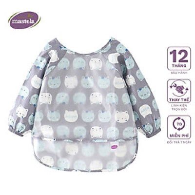 Áo yếm máng dài tay Cotton chống thấm nước cho bé tập ăn dặm, tập vẽ Mastela Dành cho bé từ 0-4 tuổi - Có chọn màu và size