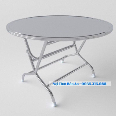 Bàn tròn inox 304 rộng 1m2 chân cao Bảo An chống gỉ