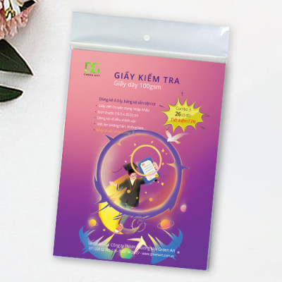 Giấy kiểm tra 4 ô ly giấy trắng 100gsm bảng kẻ sẵn tiện lợi, viết êm được tất cả các loại bút không lem không hằn, Combo 3: 26 tờ GKTL1-10  Green Art - Hàng chính hãng