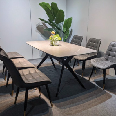 Bàn ăn mặt đá cẩm thạch Tundo chân xương cá hiện đại