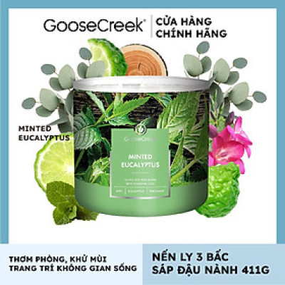 Nến ly 3 bấc sáp đậu nành Goose Creek (411g) - Minted Eucalyptus