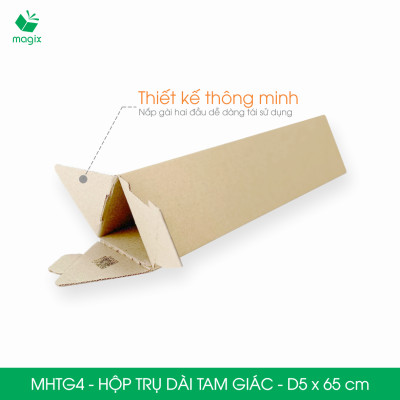 MHTG4 - D5x65 cm - 60 Hộp trụ dài tam giác thay thế ống giấy - Hộp carton đóng gói hàng