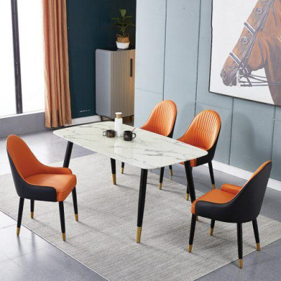 Bộ bàn ăn mặt đá chống trầy xước chống thấm vân chọn kèm 4 ghế monet có tay