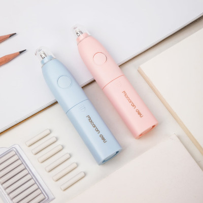 Tẩy điện kèm quạt Deli - chất liệu PVC không độc hại - 10 lõi tẩy 5mm - Hồng/Xanh dương - 1 chiếc - EH02701