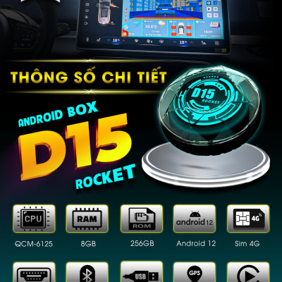 Siêu phẩm  D15 Rocket chuyển đổi màn hình Android ô tô - Cấu hình khủng RAM 8GB/ RAM 265GB/ QCM-6125
