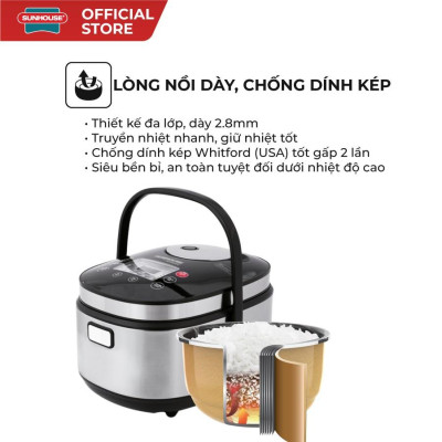 [Hàng Chính Hãng] Nồi cơm điện tử SUNHOUSE MAMA 1.8L màu đen SHD8903
