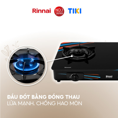 Bếp gas dương Rinnai RV-715Slim(GL-SC) mặt bếp kính và kiềng bếp men - Hàng chính hãng.