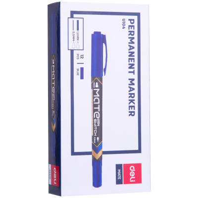 Bút dạ kính 2 đầu Deli - không xóa được, mực vĩnh cửu - Mực Đen/Xanh/Đỏ - 12 cây/hộp - EU10420 / EU10430 / EU10440