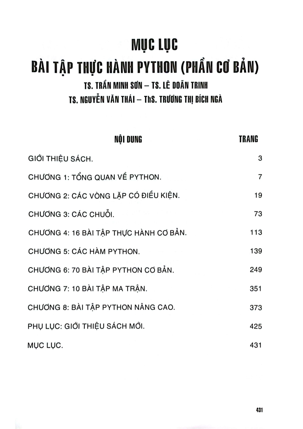 Bài Tập Thực Hành Python (Phần Cơ Bản) - TS. Trần Minh Sơn, TS. Lê Doãn Trinh, TS. Nguyễn Văn Thái, ThS. Trương Thị Bích Ngà