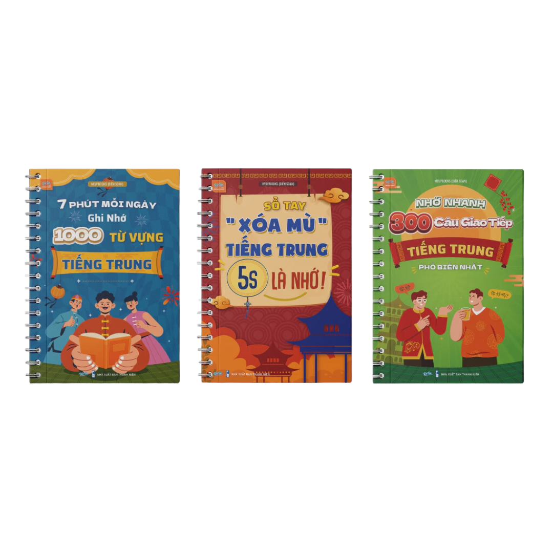 Sách - Combo học giỏi tiếng Trung: Sổ tay "xóa mù" tiếng Trung 5s là nhớ, 1000 từ vựng tiếng Trung, 300 câu giao tiếp