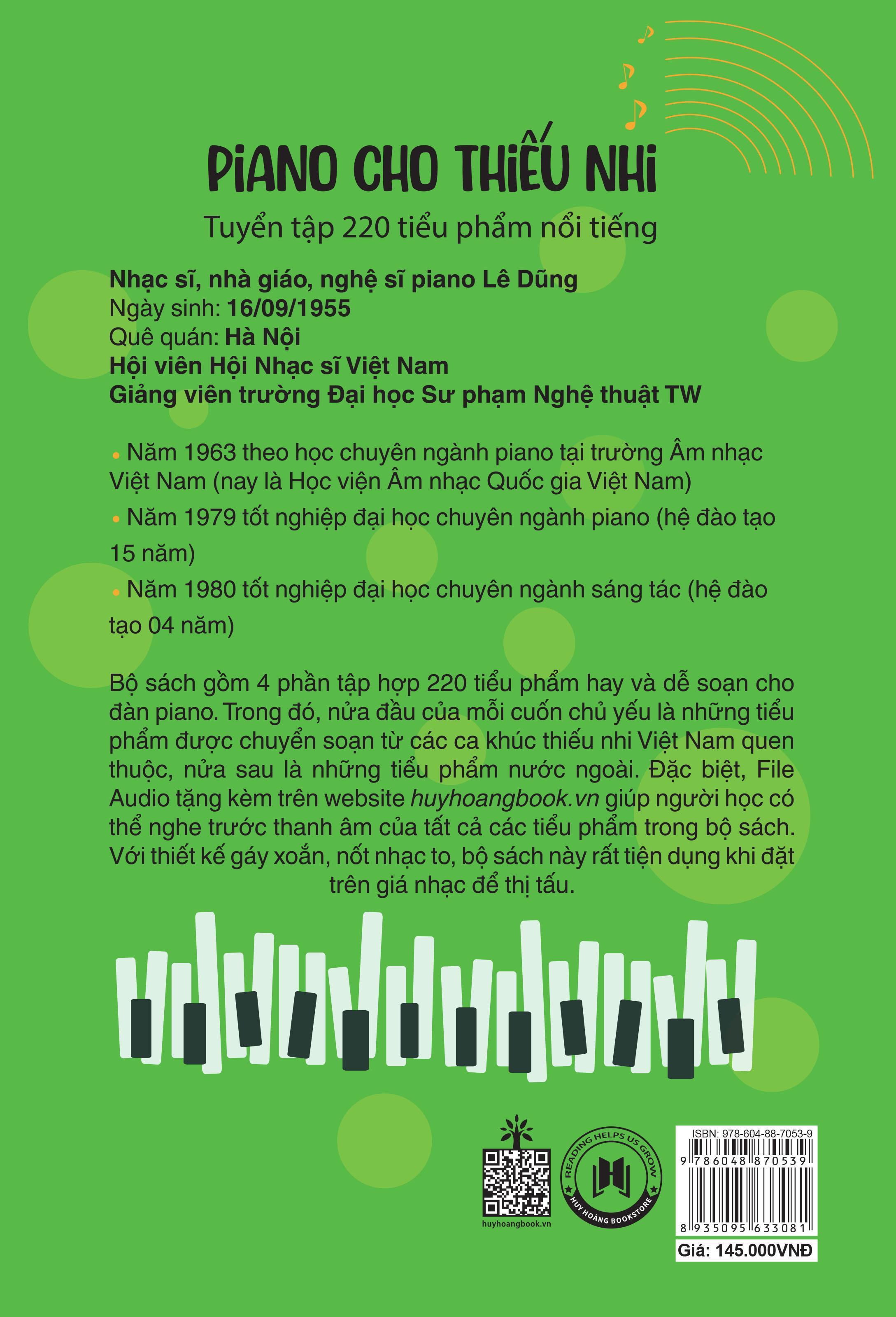 Piano Cho Thiếu Nhi - Tuyển Tập 220 Tiểu Phẩm Nổi Tiếng - Phần 3 (Kèm File Audio) (Tái Bản 2023)