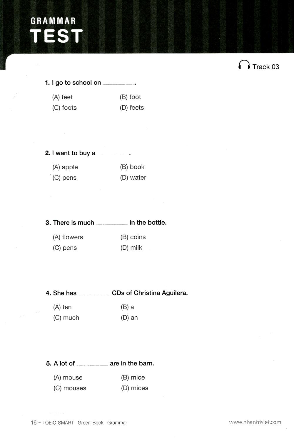 Toeic Smart - Green Book Grammar (Kèm CD)
