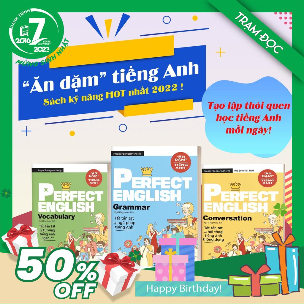 Trạm Đọc Official | Combo 3 Sách Ăn Dặm Tiếng Anh: Perfect English Vocabulary + Perfect English Grammar + Perfect English Conversation