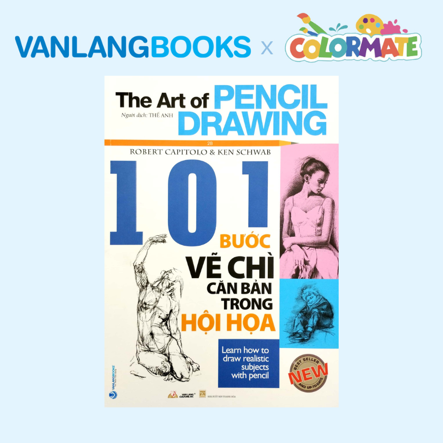 Sách 101 Bước Vẽ Chì Căn Bản Trong Hội Họa + Hộp 12 Bút Chì Màu Nước WCP-12H - Vanlangbooks x Colormate