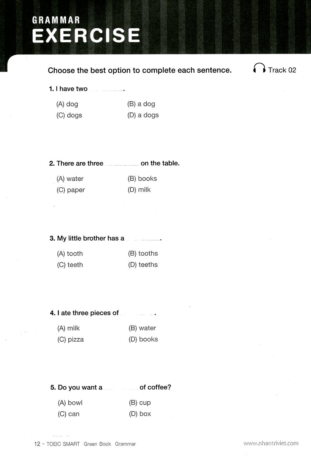 Toeic Smart - Green Book Grammar (Kèm CD)