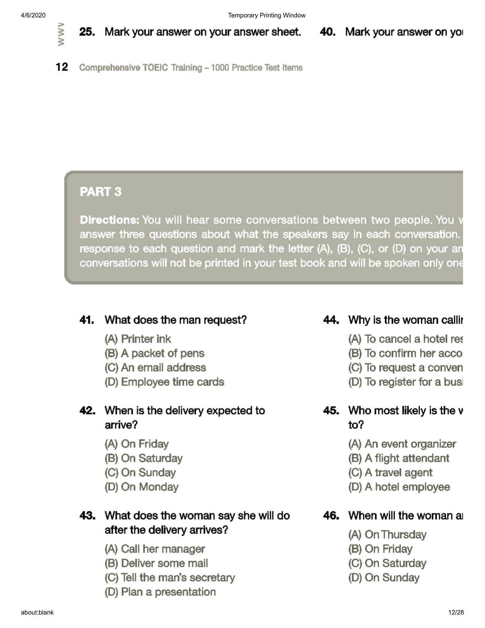 Comprehensive Toeic Training 1000 Practice Test Items (Vol 2) - Kèm CD
