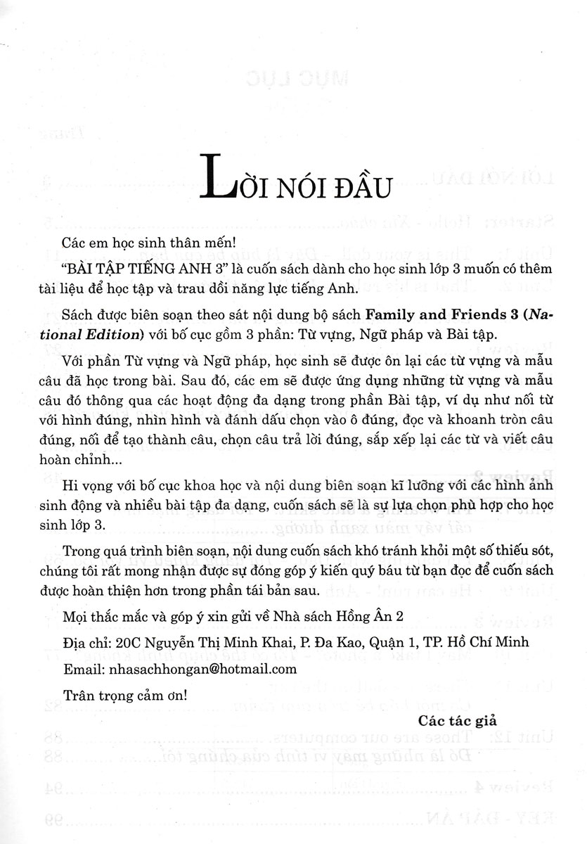 BÀI TẬP TIẾNG ANH 3 (BIÊN SOẠN THEO BỘ SÁCH FAMILY AND FRIENDS 3 NATIONAL EDITION)_HA