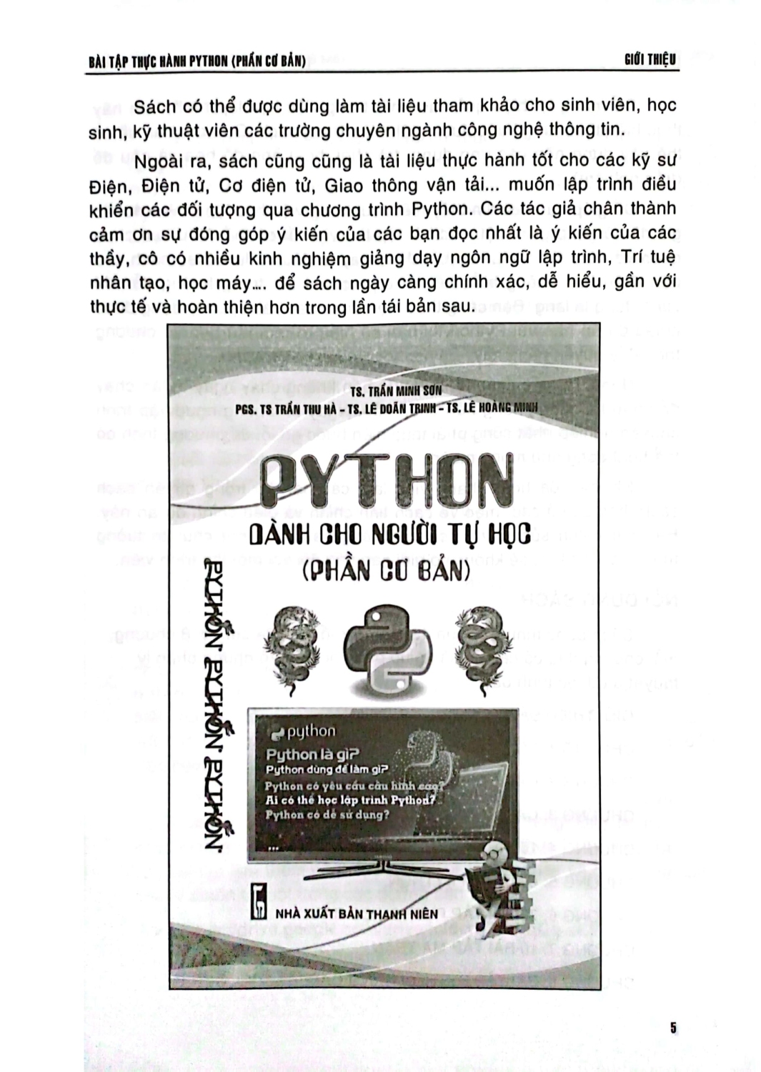 Bài Tập Thực Hành Python (Phần Cơ Bản) - TS. Trần Minh Sơn, TS. Lê Doãn Trinh, TS. Nguyễn Văn Thái, ThS. Trương Thị Bích Ngà