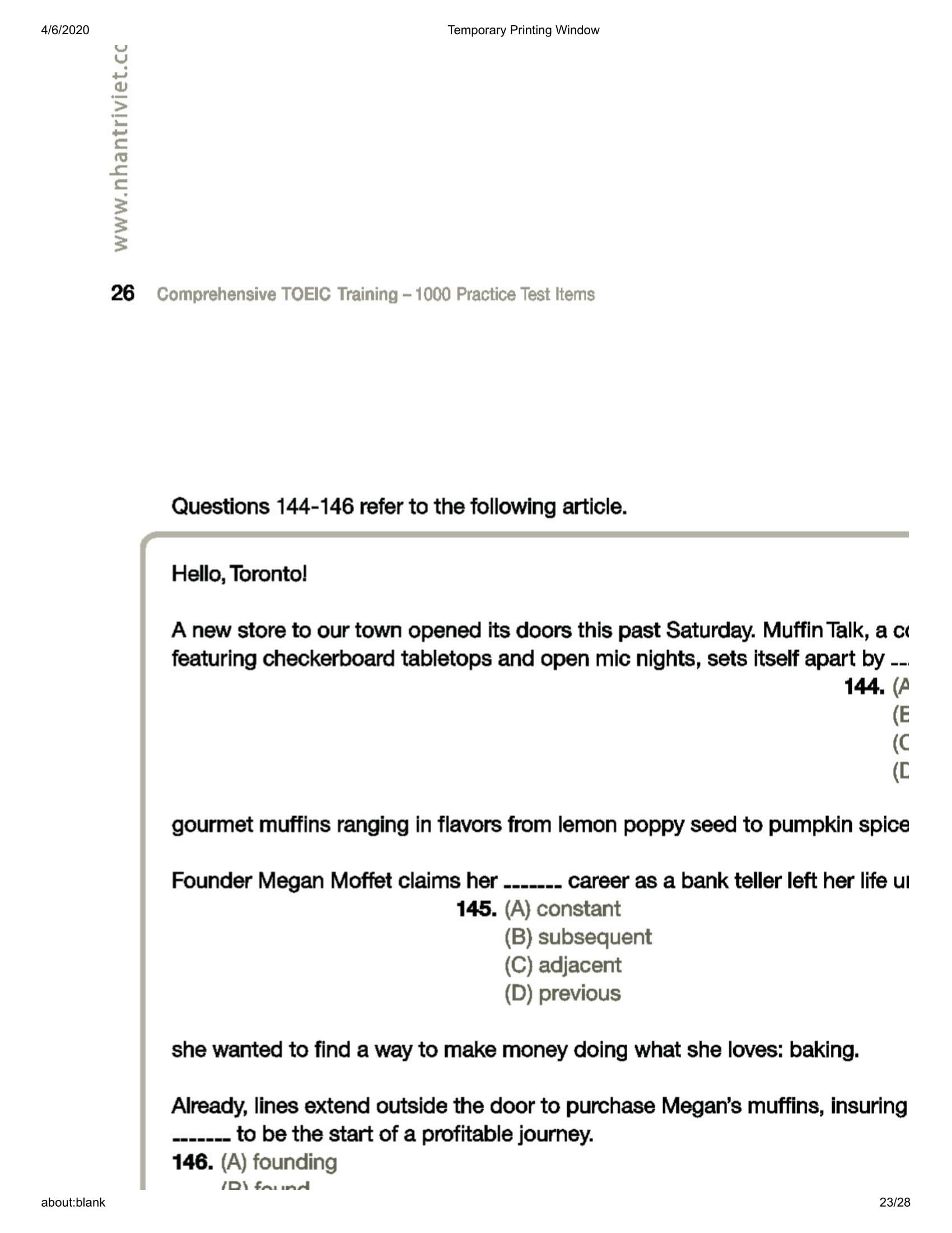 Comprehensive Toeic Training 1000 Practice Test Items (Vol 2) - Kèm CD